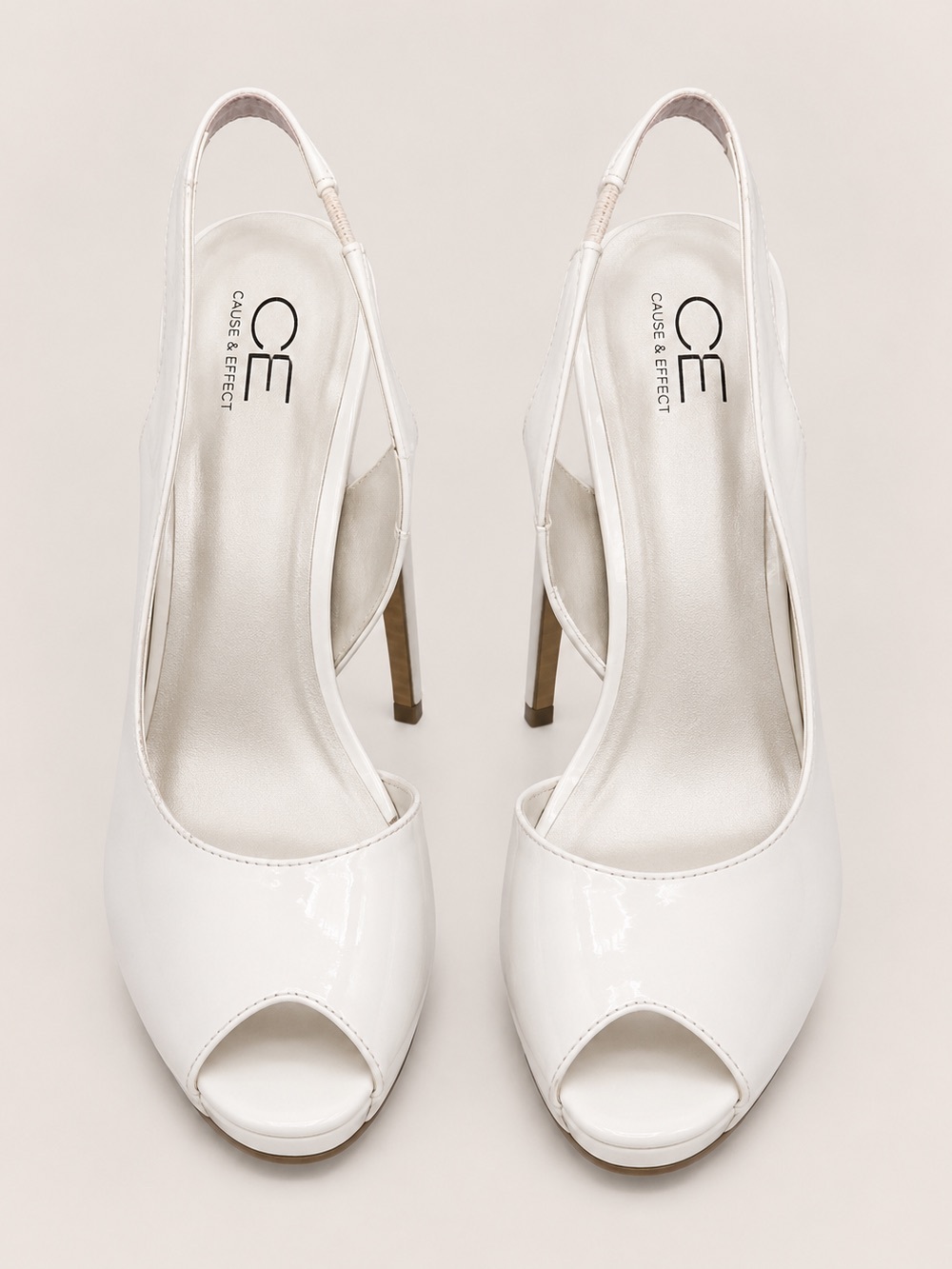 eye candy White Peep-Toe Slingback Mules